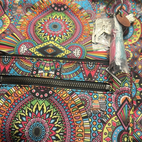 Sakroots Red and Pink Bohemian Backpack with Artistic Flair - Picture 4 of 4
